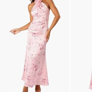 Petal and Pup Elegant Pink Floral Halter Dress